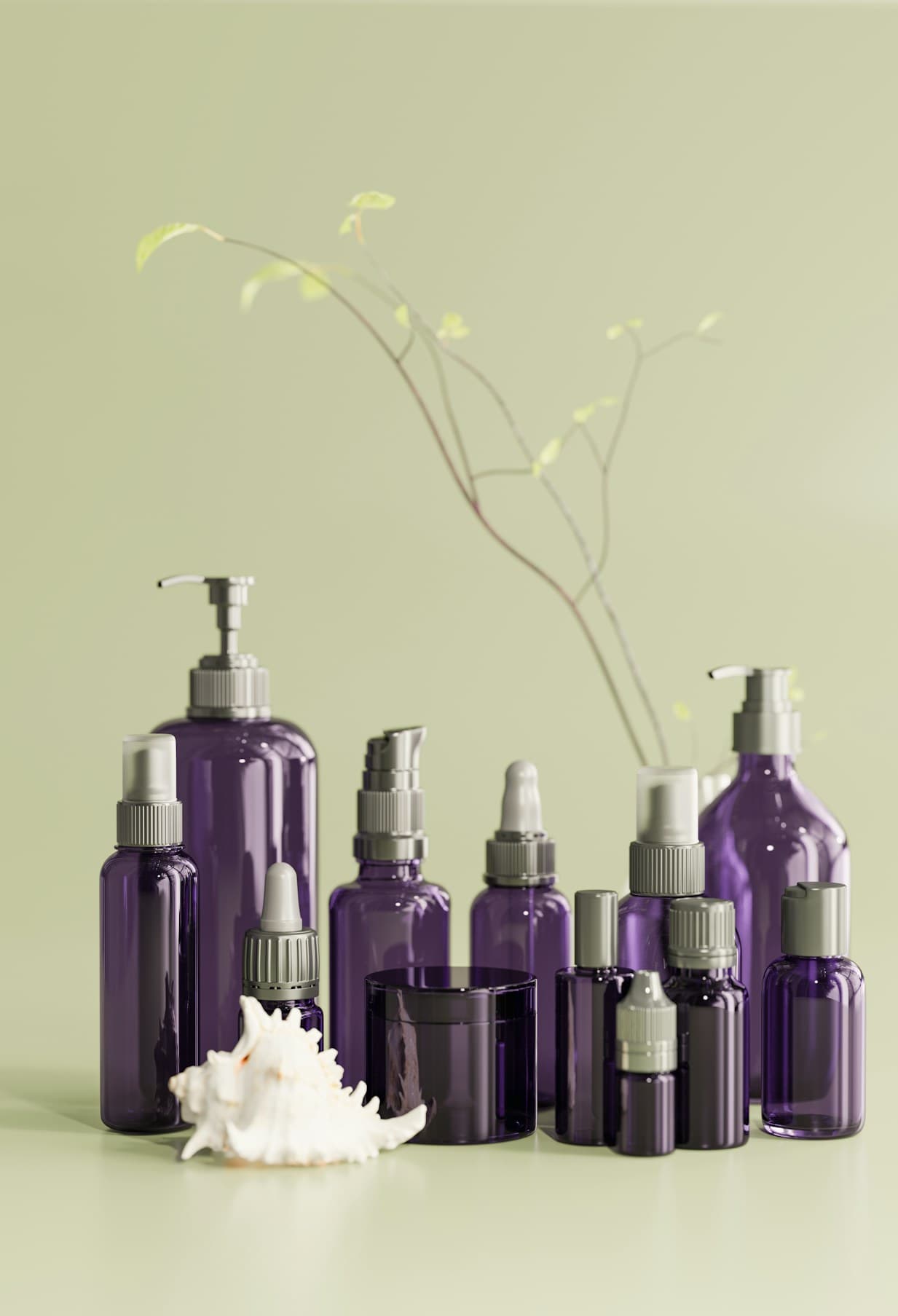 Promotional background image of cosmetic bottles